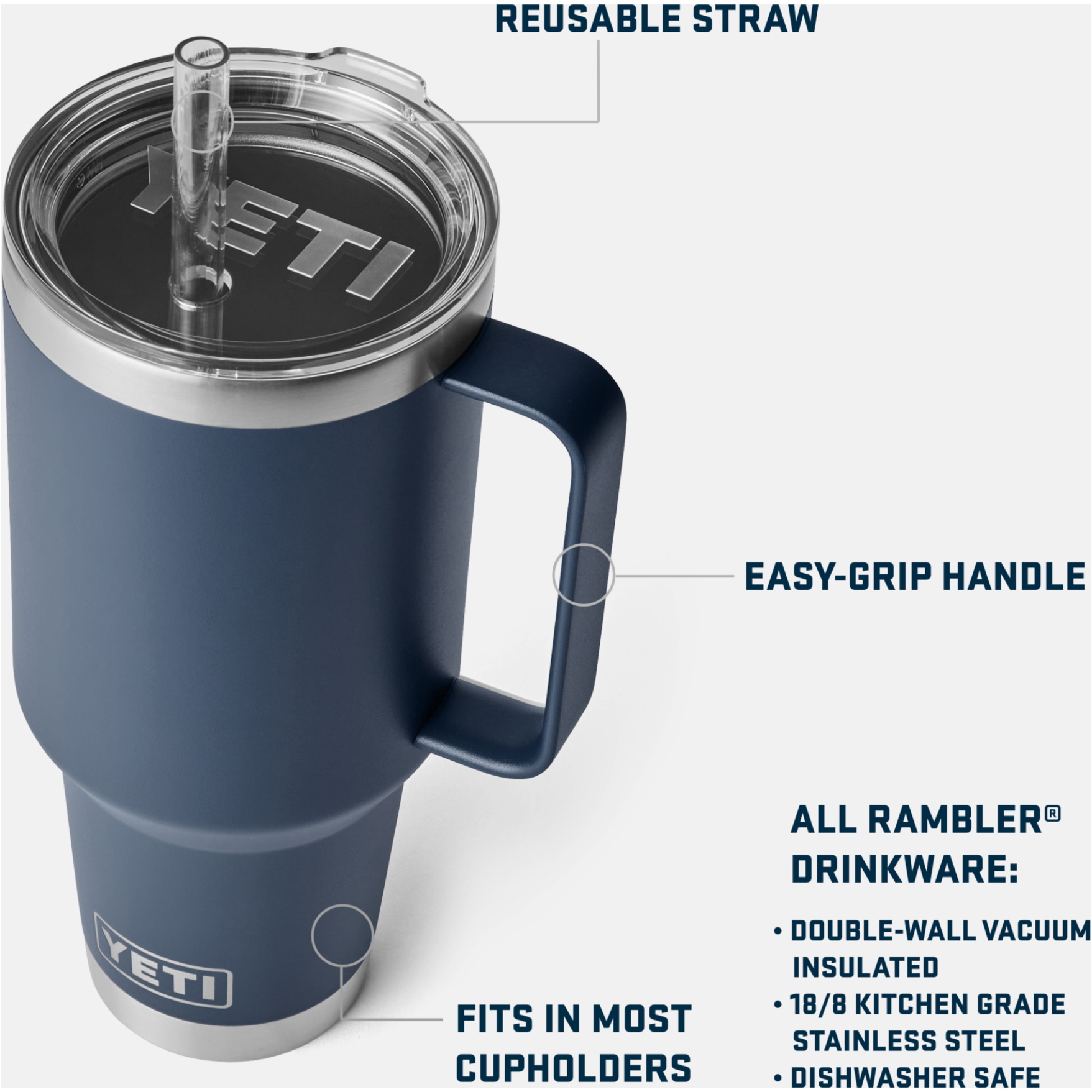 2026 YETI Rambler 42 OZ Straw Mug 70000003358 - Navy